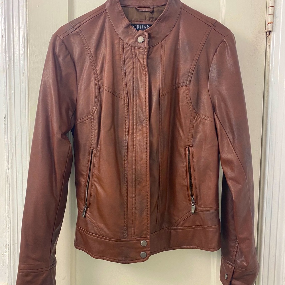 Bernardo brown faux leather jacket, size M